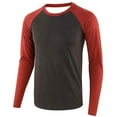 thumbnail image 2 of Afdoent Mens Long Sleeve T-Shirt Casual Color Block Crew Neck T Shirt Sports Loose Classic Vintage Tee Shirts Work Travel, 2 of 3