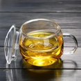 thumbnail image 3 of Taza de té de 12,5 oz con vaso y tapa, taza de té transparente de vidrio de borosilicato resistente al calor para té de hojas sueltas, té floreciente y bolsitas de té, ideal para los amantes, 3 of 5