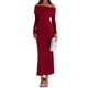 thumbnail image 1 of Vestido PRETTYGARDEN Maxi de Manga Larga y Hombros Descubiertos Vino Rojo XL, 1 of 8