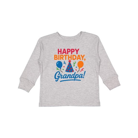 Inktastic Happy Birthday Grandpa Party Hat Balloons Boys or Girls Long Sleeve Toddler T-Shirt