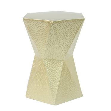 GDF Studio Hexagonal Iron Side Table with Knockout Pit Texture