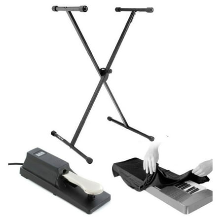 - On Stage Classic Single-X Keyboard Stand With On Stage KSP100 Universal Sustain Pedal With Keyboard Dust Cover for 88 Key Keyboards Bundle
