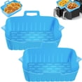 thumbnail image 3 of 2PCS Air Friteuse Pot de Silicone avec Poignée Réutilisable Air Friteuse Doublure Résistant à la Chaleur Air Friteuse Panier en Silicone Rectangle Cuisson Pan Air Friteuse Accessoires Doublures, 3 of 11
