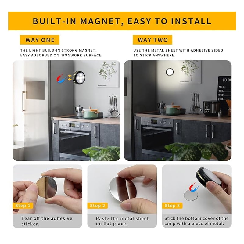 (Weiyi-EC)-- 3 Pcs Motion Sensor Lights Indoor, Under Cabinet Light Rechargeable, Wireless LED Closet Lights Night Light **--（ 47;lk）