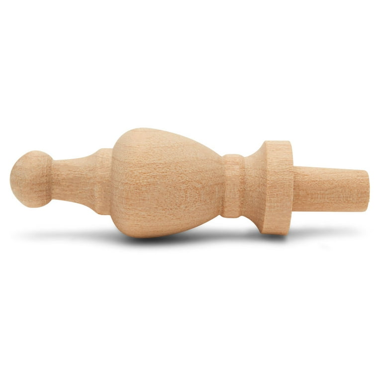 Woodpeckers Crafts, DIY Unfinished Wood 4-1/4 Finial, Pack of 12