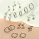 thumbnail image 1 of Juegos de aretes,Conjuntos de aretes para mujeres con múltiples perforaciones para niñas,Pendientes de aro con forma de botón,aretes con parte trasera plana,Pendientes apilados de acero Plata, 1 of 8