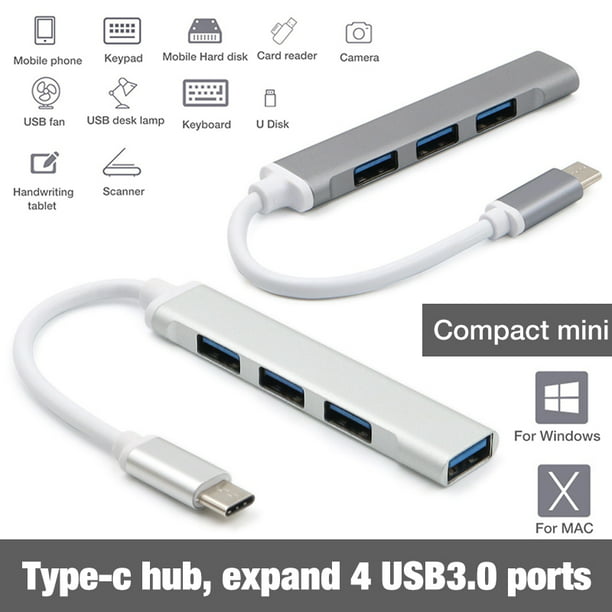 USB C Hub USB Type C to 4 Ports USB 3.0 Hub Adapter Slim Data USB Hub Compatible for MacBook MacBook Pro and Type-C Laptops