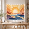 thumbnail image 5 of Golden Sun Over Coastal Hills, Peaceful Mid-Century Modern for Nature Lovers, Graphic Landscape Art, Housewarming Gift, Tapestry Wall Hanging for Living Room and Bedroom, 5 of 7