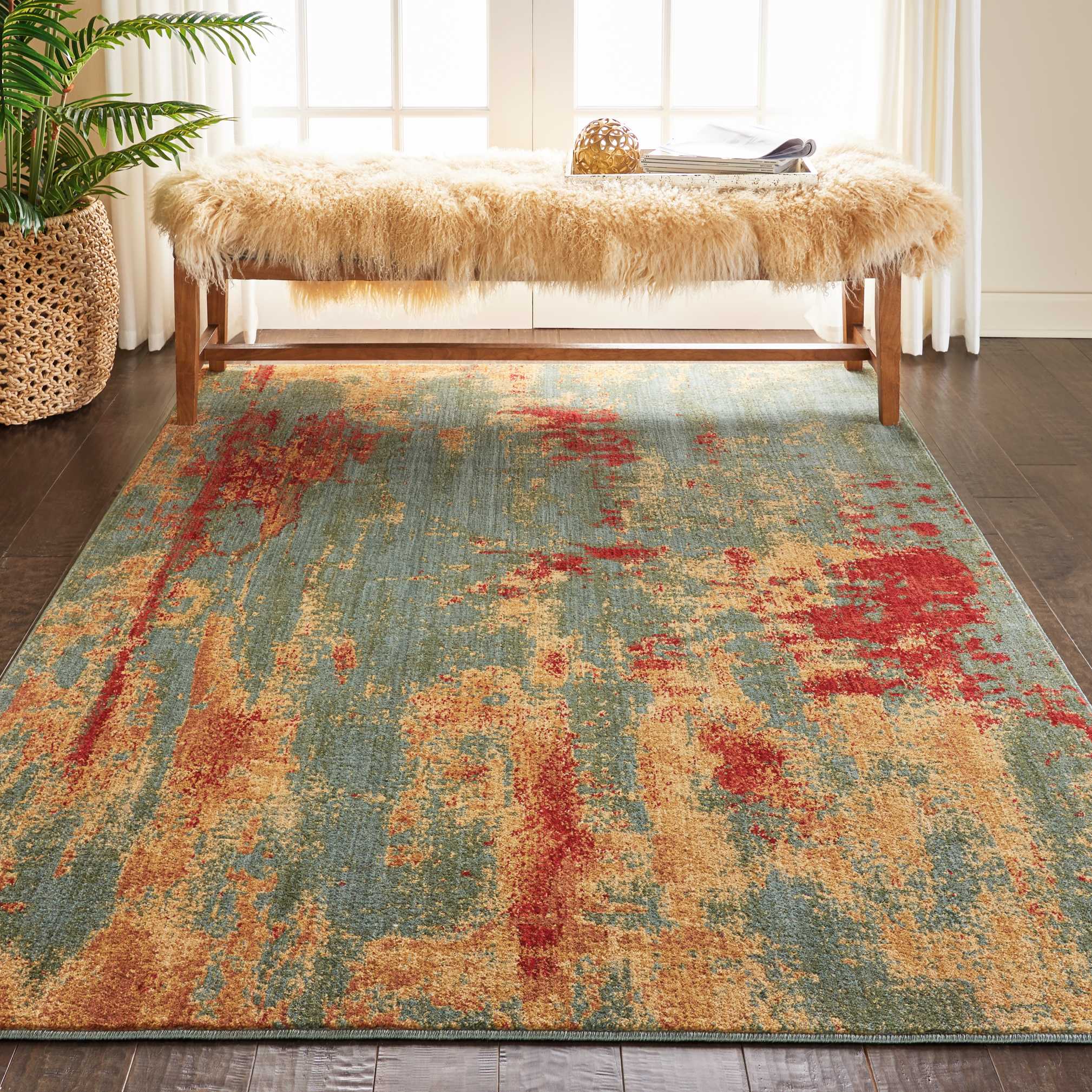 Nourison Somerset Colorful Abstract Teal/Multicolor Area Rug Walmart