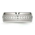 thumbnail image 3 of Auriga Fine Jewelry Stainless Steel Polished and Grooved with CZ 8 mm Half Round Band for Women Size 11.5, 3 of 6