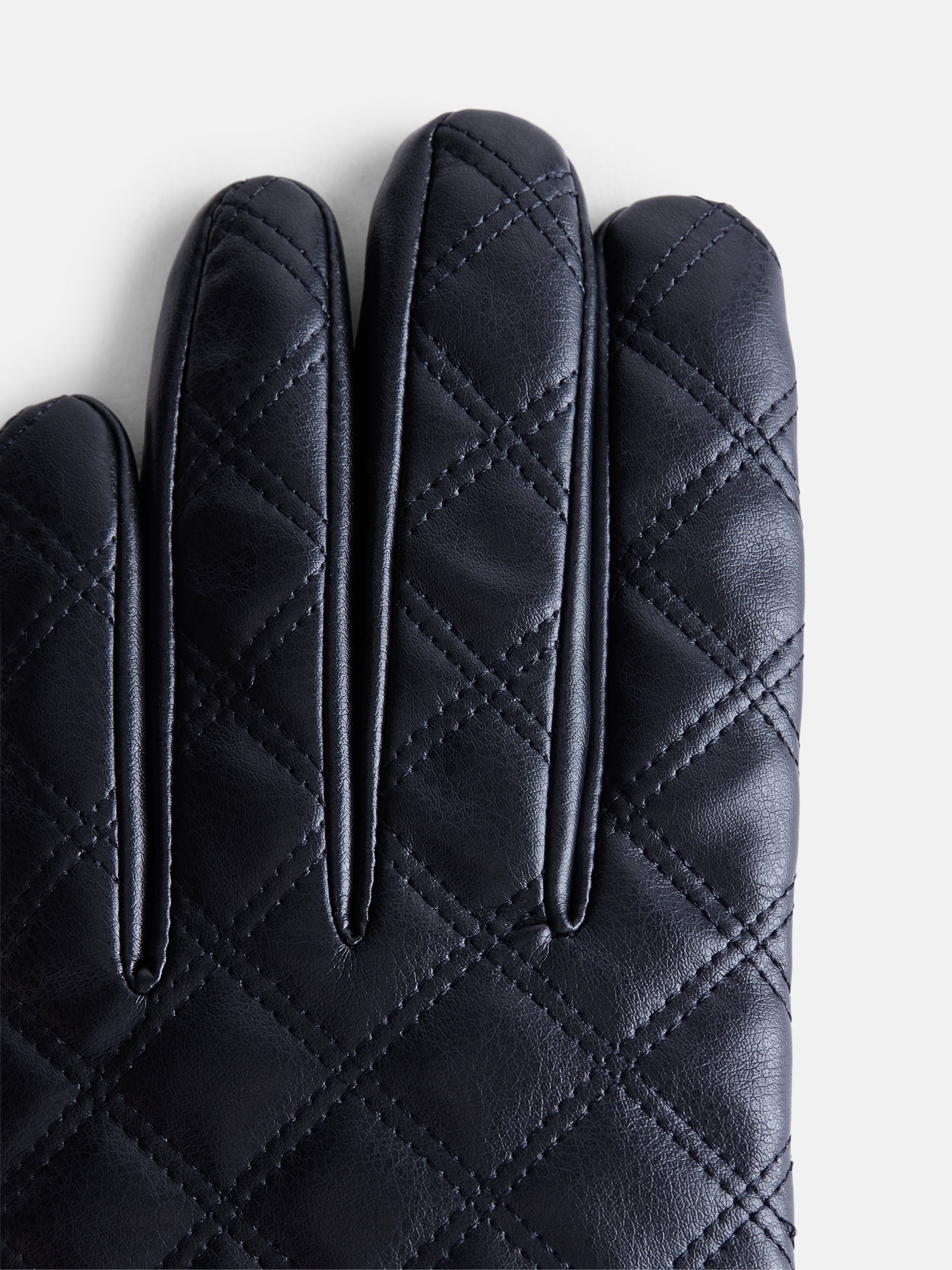 Time and Tru Women's Shiny Quilted Gloves, Black, Sizes S/M-L/XL