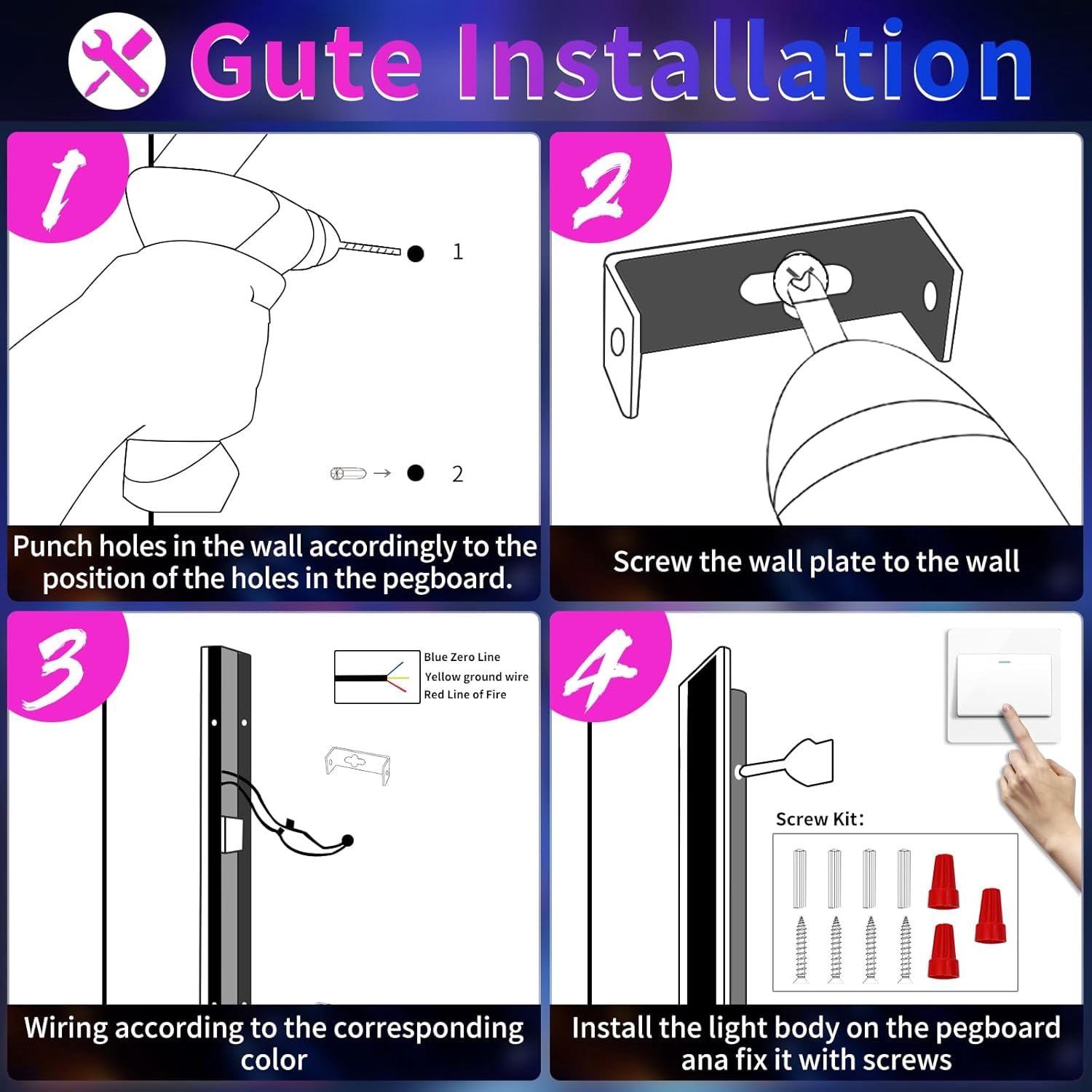 59inch Outdoor Long Wall Light 10 Colour Dimmable RGB Wall Mount Lighting Sconce IP65 Waterproof Simple Acrylic Exterior Wall Lights Fixtures