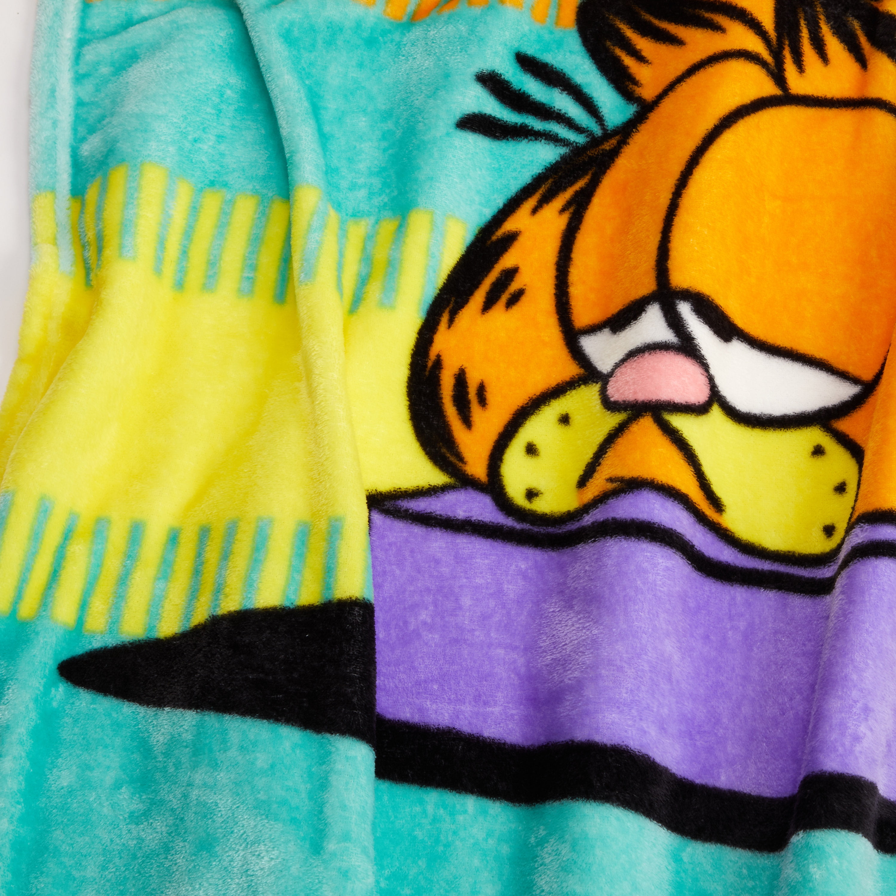 Garfield Kids Teal Blue Orange Print Fleece Bed Blanket, Twin/Full
