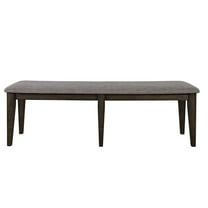 Pemberly Row 19" Farmhouse Wood/Linen Fabric Bench in Brown/Gray