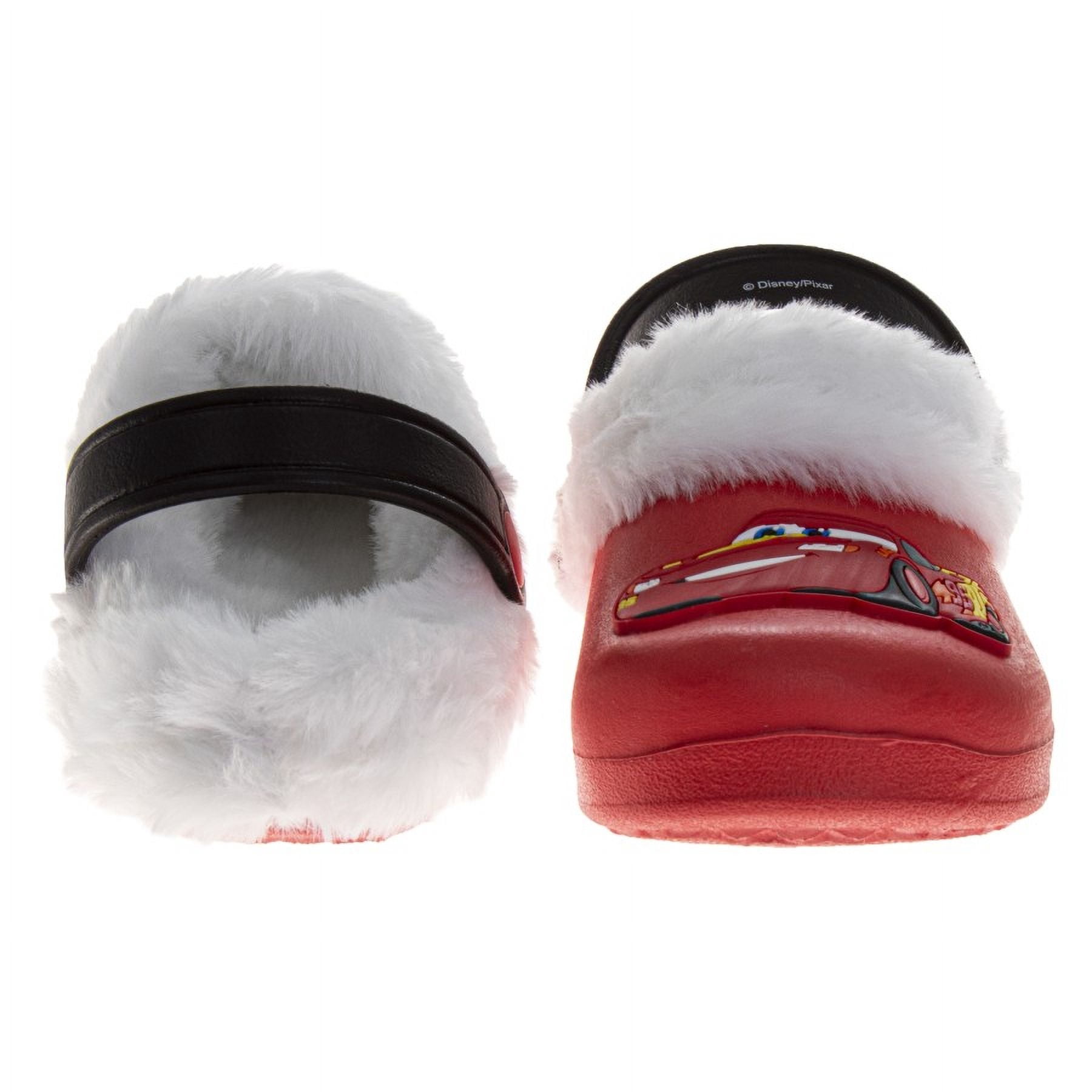 Disney Cars Lightning Mcqueen Fuzzy Fleece Lined Clogs for Boys Winter Warm Plush Garden Shoes (Toddler Little Kid), Red, Size: 11 12