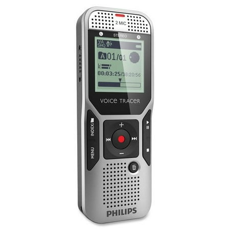 Philips PSPDVT140000 Digital Voice Recorder, 4GB, 1. 6 inch x . 75 inch x 4. 4 inch,Silver-Black