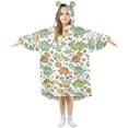 thumbnail image 6 of Dailycode Wearable Blanket Hoodie Oversized Sherpa Flannel Blankets with Pocket for 3-14 Year Old Cute Cartoon Dinosaurs Leaf, 6 of 7