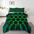 thumbnail image 2 of Erosebridal Chic Honeycomb Bedding King Comforter Set, Lime Green Down Comforter, Abstract Geometry Decor, Reversible, 2 of 8