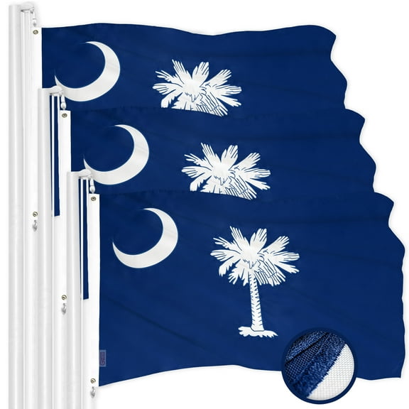 G128 3 Pack: South Carolina SC State Flag | 2.5x4 Ft | ToughWeave Series Embroidered 300D Polyester | Embroidered Design, Indoor/Outdoor, Brass Grommets