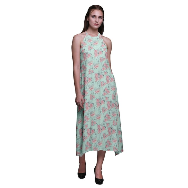 Bimba Floral Causal Long Dos Nu Licol Robe de Plage Imprimée-Xx-Large