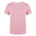 thumbnail image 6 of Tittly T Shirts for Women Spring Tops for Women Womens Crew Neck Tops Contrast Binding Short Sleeve T Shirt Summer Tee Tshirts Shirts Basic Tees Red S, 6 of 7