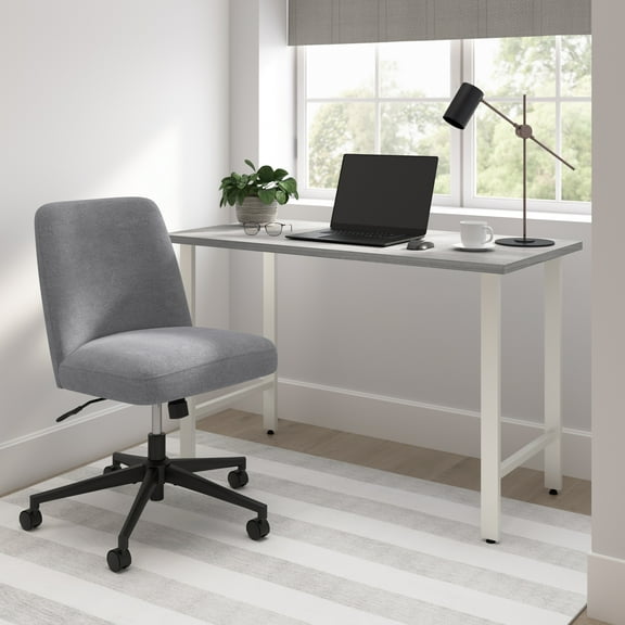 Hustle 48W x 24D Computer Desk and Chair Set in Platinum Gray - Engineered Wood