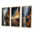 thumbnail image 3 of Designart "Train Misty Morning Painting II" Modern Framed Wall Art Set Of 3 - Yellow Train Frame Gallery Wall Set For Home Decor, 3 of 6