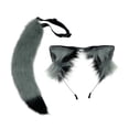 thumbnail image 3 of 2 Uds Orejas de Zorro Pelo o Orejas de Zorro Pelo Encantador pa Vestir , gris negro2 Colco Traje de juego de cosplay, 3 of 6
