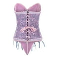 thumbnail image 4 of KHONTS,2 Piece Corset Tops for Women Plus Size Waist Cincher Overbust Bustiers Renaissance Steampunk Halloween Costumes with Thong Purple2 L, 4 of 5