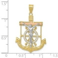 thumbnail image 3 of Diamond2Deal 10K Tri-Color Gold Diamond-Cut with Mariner's Cross Pendant for Women (L- 1.38 inch, W- 0.87 inch), 3 of 4