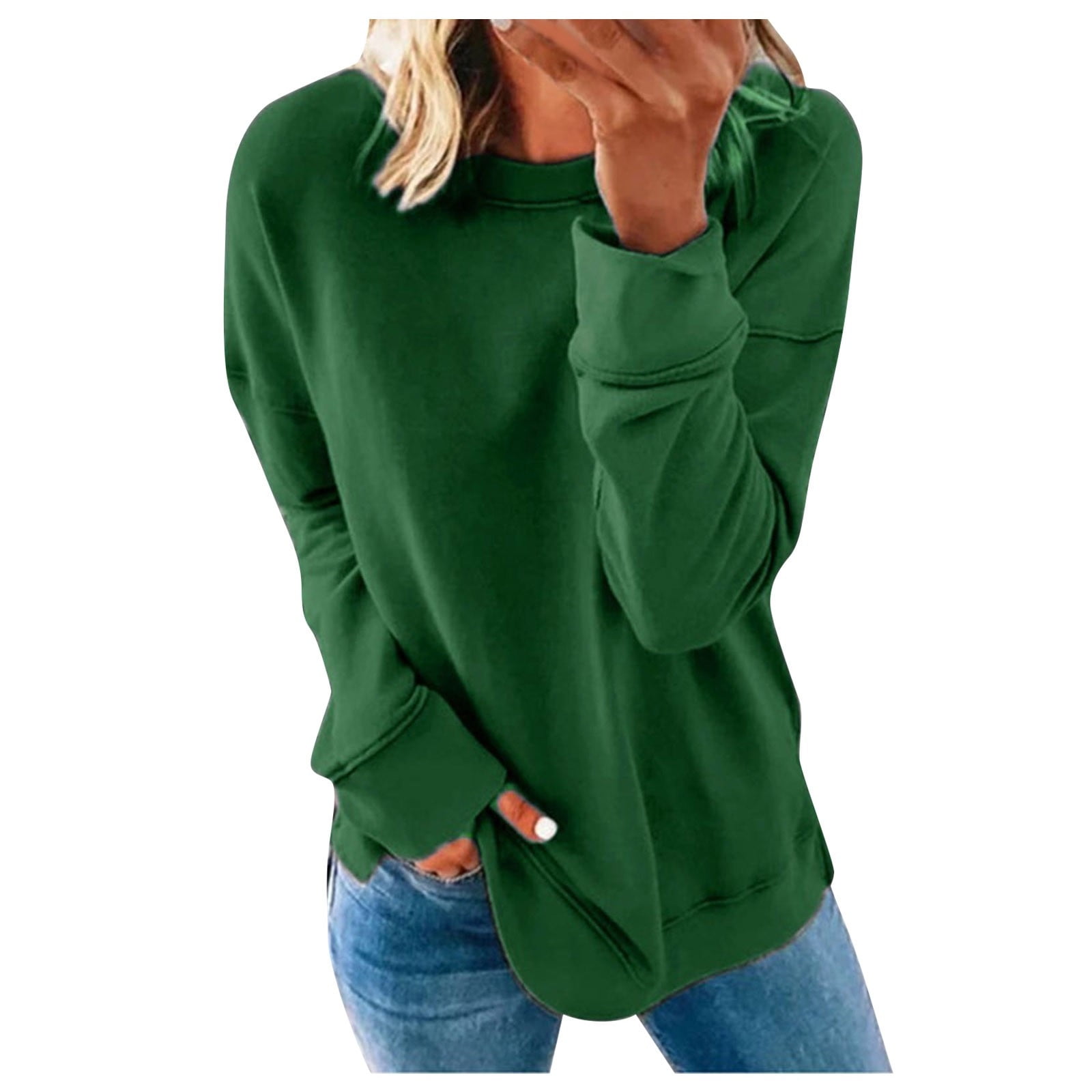 Women s Loose Print Long Sleeve T Shirt in Army New Zealand Ubuy