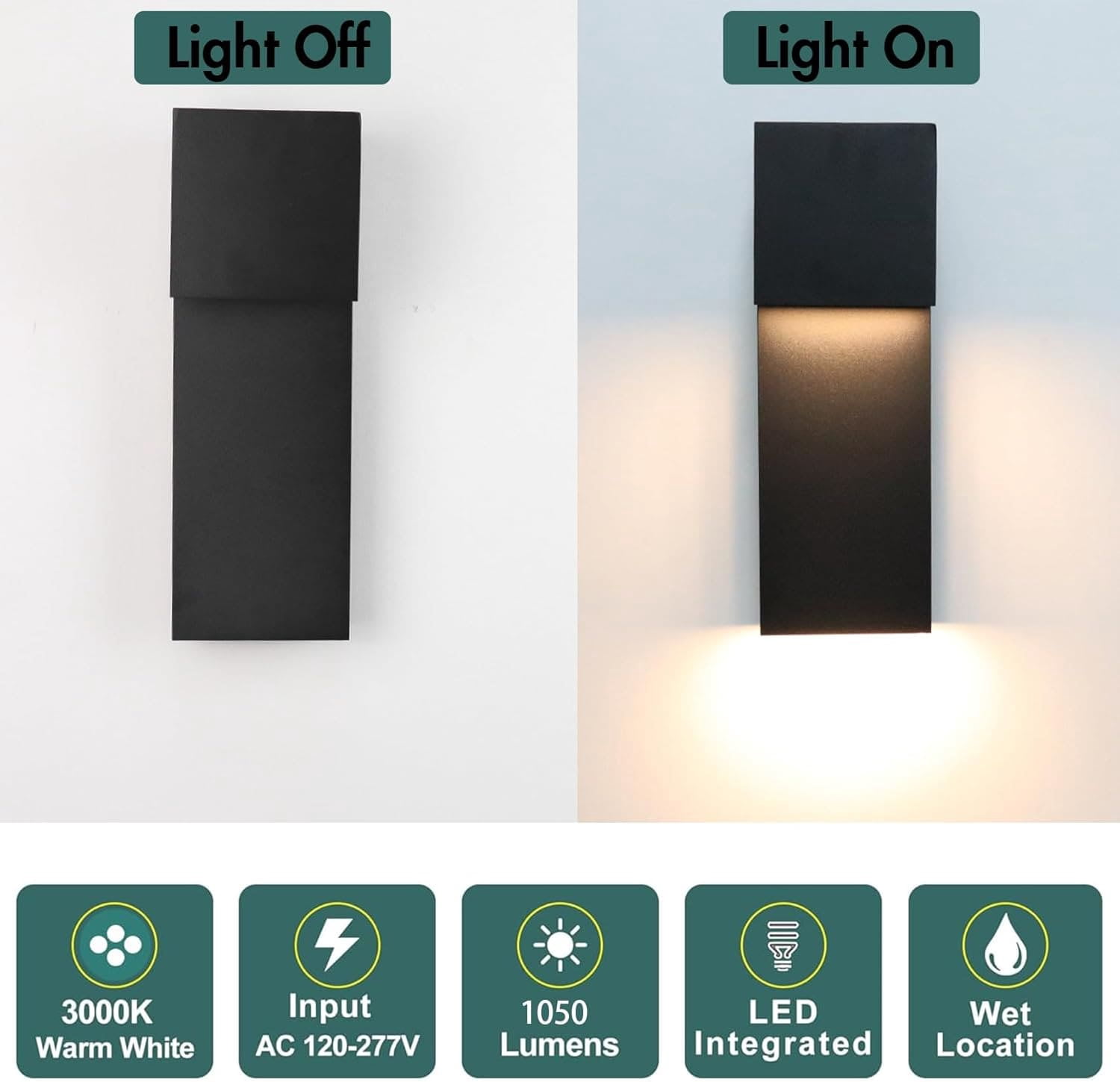 Claxy Modern Outdoor Wall Sconce Waterproof Matte Black Wall Light Exterior-LED Anti Rust Porch Lights Wall Lighting Outside Lights Fixture Warm Light for Garage,Balcony,Backyard