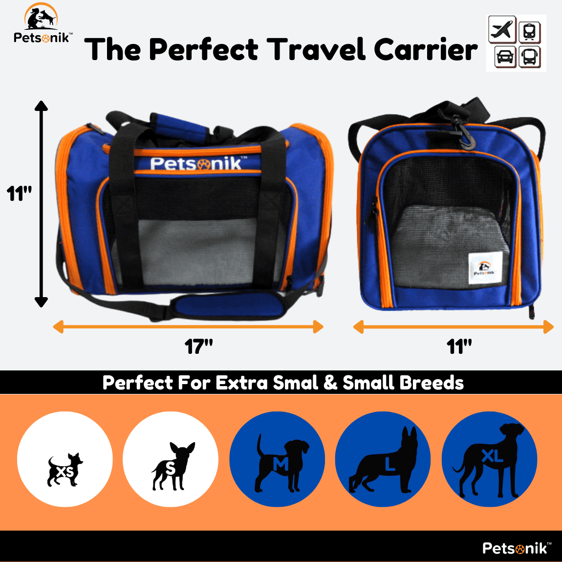 Petsonik Ultimate Pet Carrier for Small Dogs and Cats with Matt Insert