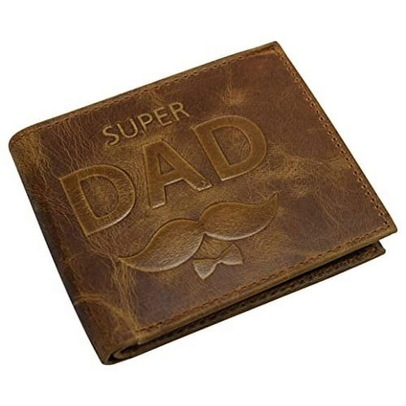 Genuine Leather RFID Blocking Men's Bifold Super Dad Wallet