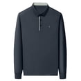 thumbnail image 3 of Long Sleeve Polos Shirt For Men Fashion Casual Breathable Golf T Shirts Lapel Button Business Office Wear (S, Navy), 3 of 7