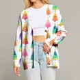 thumbnail image 2 of Women's Fashion Long Sleeve Christmas Print V-Neck Button Loose Cardigan Top, Knit Sweater for Casual Outfits and Comfort,Earthy Yellow,M, 2 of 7