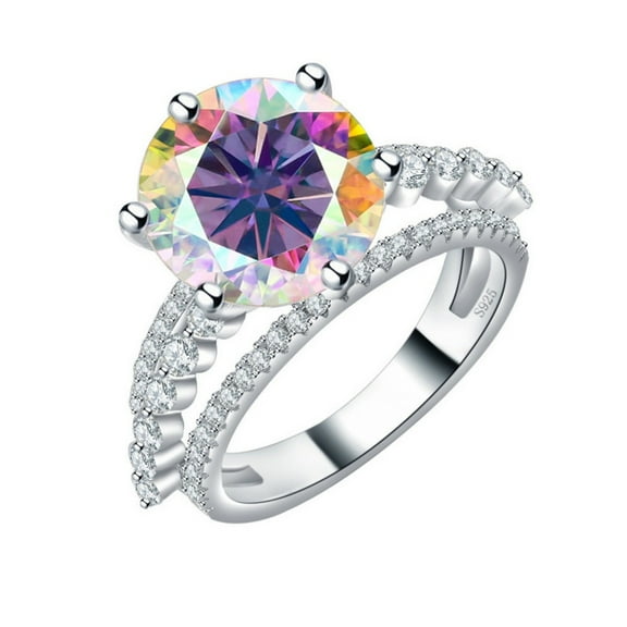 Sparkling Round Cut Moissanite Engagement Rings for Women 5 Carat D Color VVS1 S925 Sterling Silver Lab Created Diamond Rings Anniversary Wedding Promise Ring with Certificate