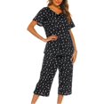 thumbnail image 4 of HAHDAXIA Womens Pajama Set Cotton Capri Pant Pyjama Short Sleeve Sleepwear Summer Pjs, 4 of 7
