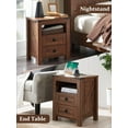 thumbnail image 4 of OKD Farmhouse Nightstand with Charging Station for Bedroom, 2-Drawer Rustic End Tables for Living Room, Reclaimed Brown, 4 of 10