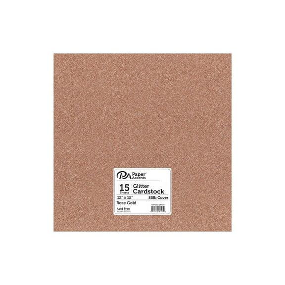 Paper Accents Glitter Cardstock 12"x 12" 85lb Rose Gold 15pc