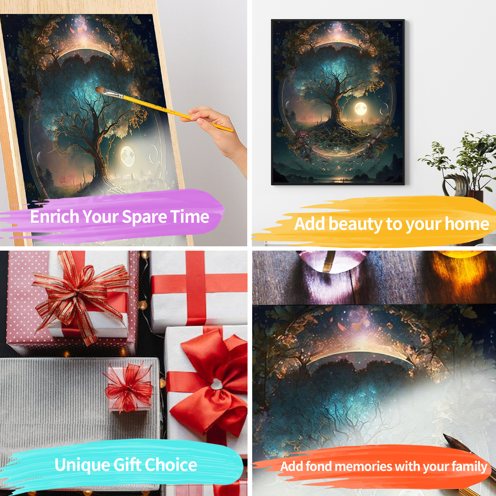 JYLMOOD Paint by Numbers Kit, Tree Moon, 16x20 Inch photo 5