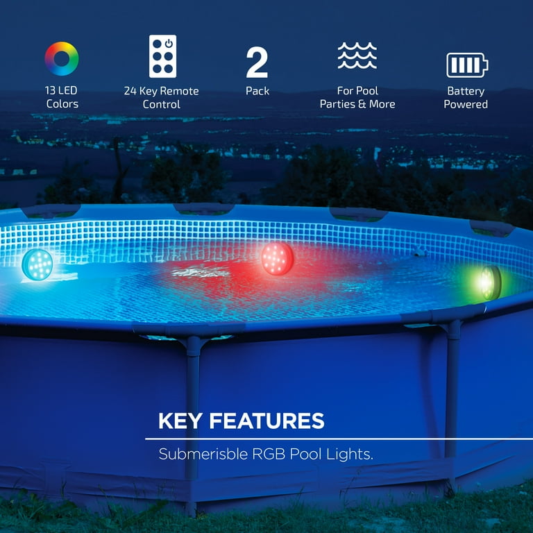Merkury Innovations H2GLO 2-Pack Submersible LED Puck Lights with
