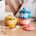thumbnail image 4 of Pastoral Sugar Bowl With Lid And Spoon, Cherry Blossoms Sugar Storage Jar, Hand Painted Sugar Pot, Seasoning Canister-Orange-300ml, 4 of 9