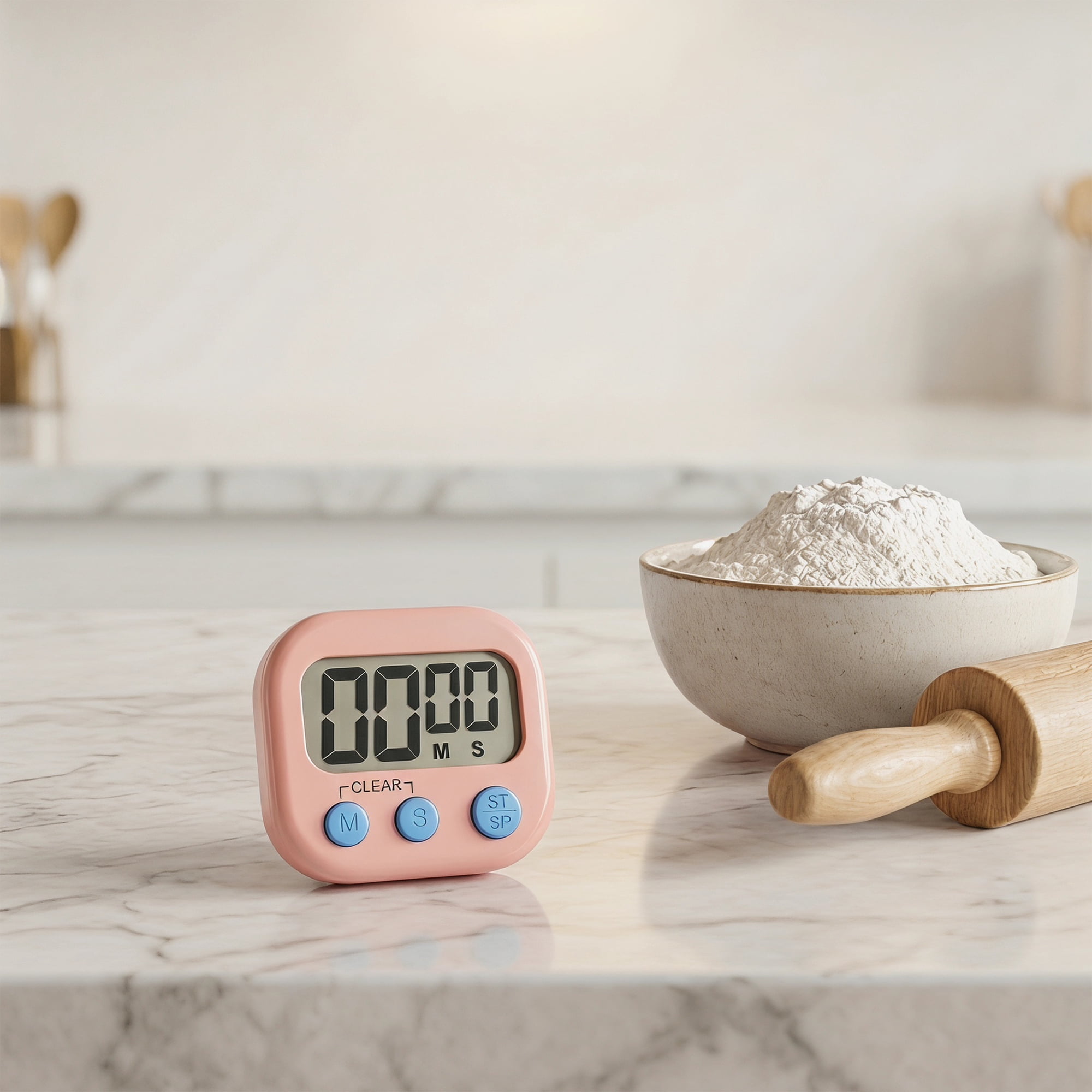Unique Bargains Loud Alarm Magnetic Backing Kitchen Timer for Cooking Pink