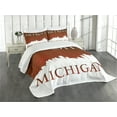 thumbnail image 3 of Ambesonne Detroit Quilted Bedspread Set 3 Pcs, Michigan City Letters, Queen Size, Red and White, 3 of 5