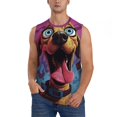 thumbnail image 1 of Fotbe Cartoon Big-Eyed Dog Men's Camiseta sin Mangas Estampada para Hombres, Playera Casual para Gimnasio, Entrenamiento, Playa-Medium, 1 of 7