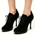 thumbnail image 2 of FSJ Women Round Toe Oxfords Heels Lace-Up Stiletto High Heel Fashion Pumps Office Party Shoes Size 9.5 Black, 2 of 4