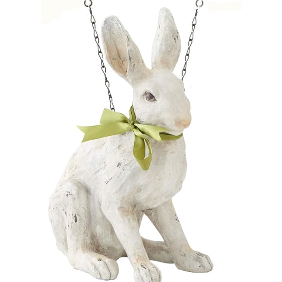 K&K Interiors 20305A-AR 11.5 Inch Sitting White Rabbit with Green Ribbon Bow Arrow Replacement