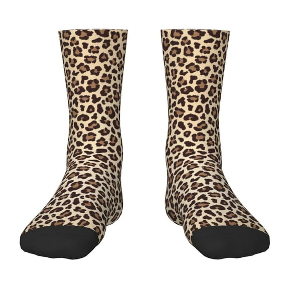 Fuzoiu Leopard Print-2 Print Kids Socks For Boys Girls,Grip Crew Socks with Non Slip,Lightweight Stretch Crew Socks,Toddlers Crew Boot Socks
