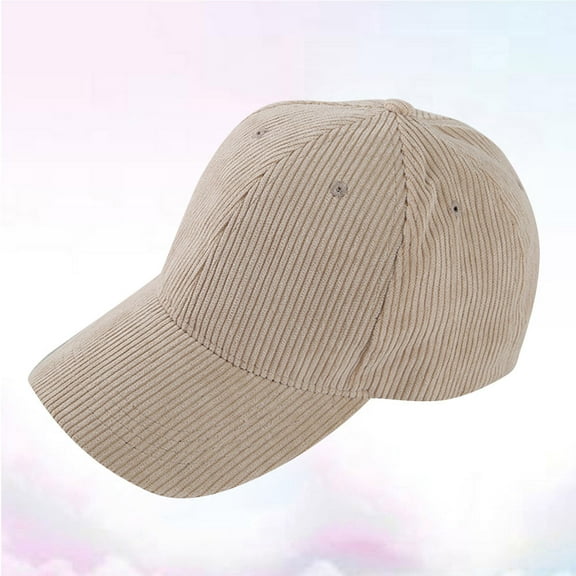 LULULION 1Pc Unisex Beige Corduroy Peaked Cap with Adjustable Strap for Outdoor Use